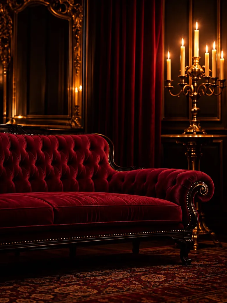A black leather paddle resting on red velvet